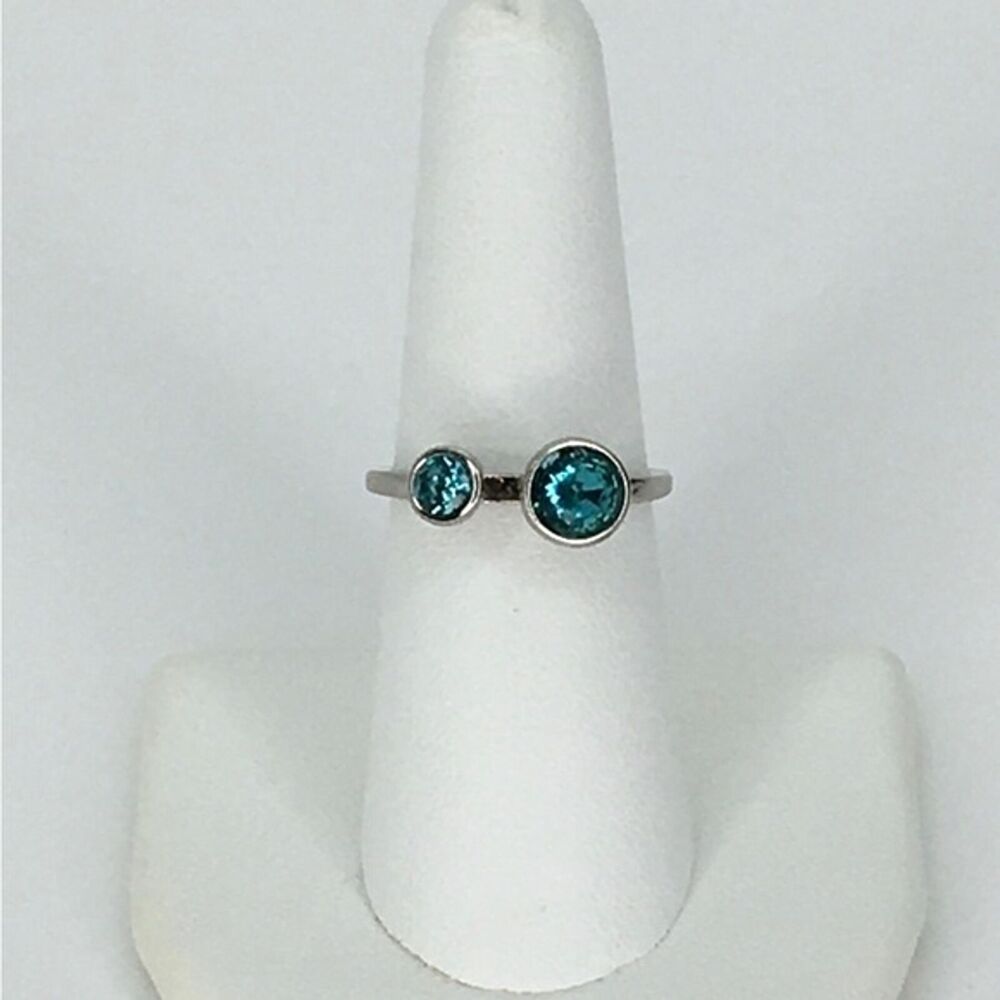 Vintage NVC Nataliya‎ V. Collister Ring Silver Teal Mother Child Estate Sz. 7
